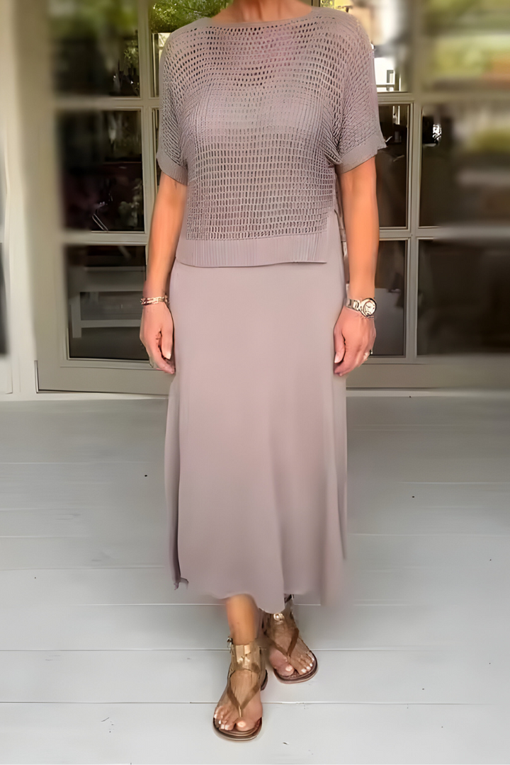 Jasmine | Midi Dress with Knit Top Set