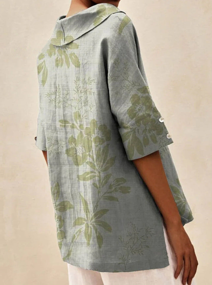 Beatrice | V-neck Floral Top with Collar