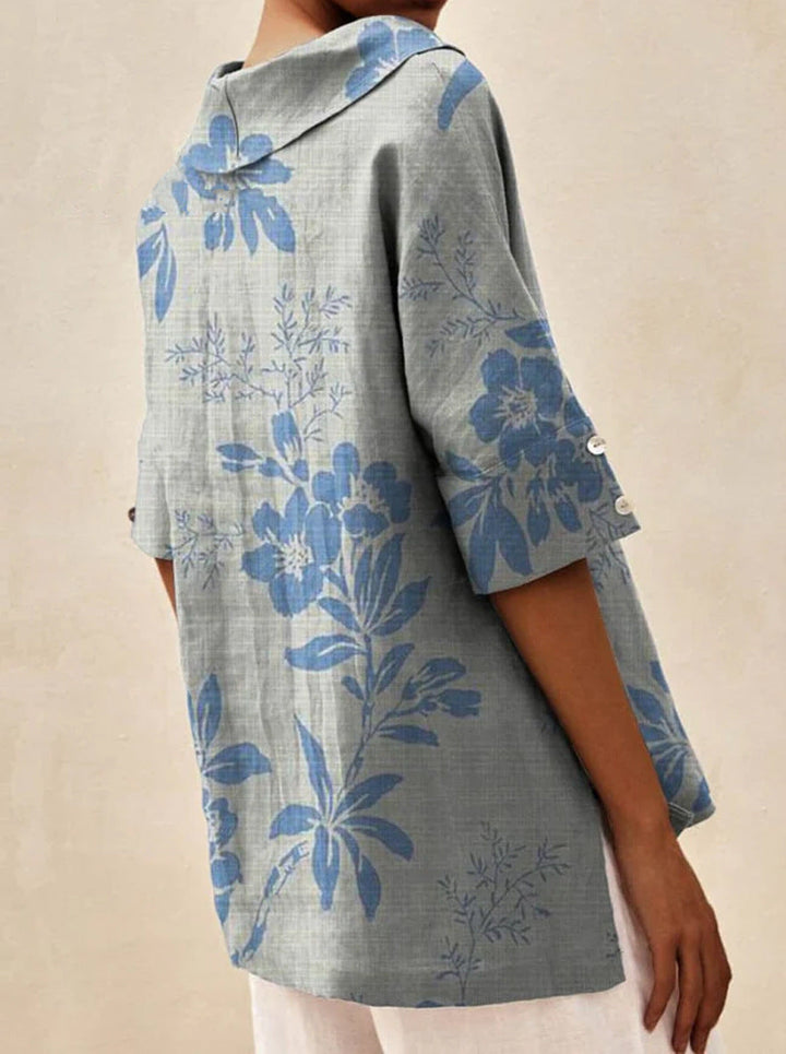 Beatrice | V-neck Floral Top with Collar